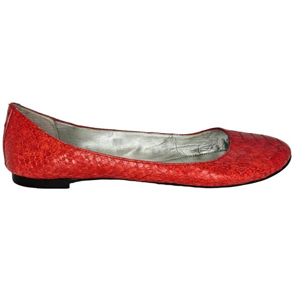 Banana Republic Shoes - Banana Republic Red Leather Snakeskin Slip‎ On Ballet Flats Size 6.5